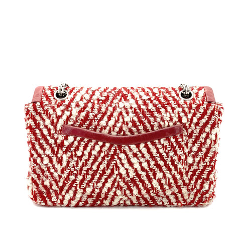 CHANEL VINTAGE CHAIN SHOULDER BAG RED TWEED 90269176 - PURPOSE