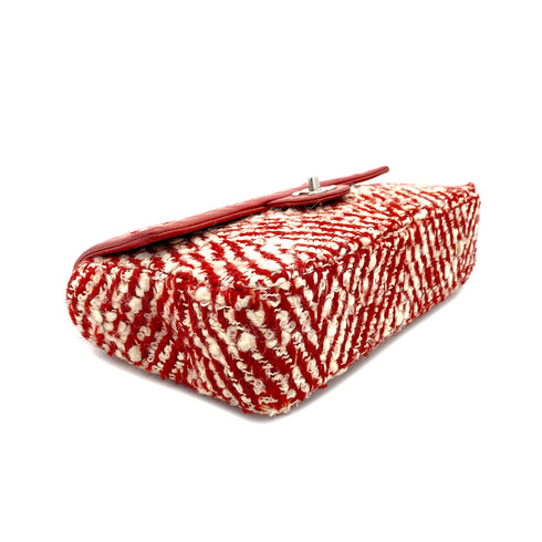 CHANEL VINTAGE CHAIN SHOULDER BAG RED TWEED 90269176 - PURPOSE