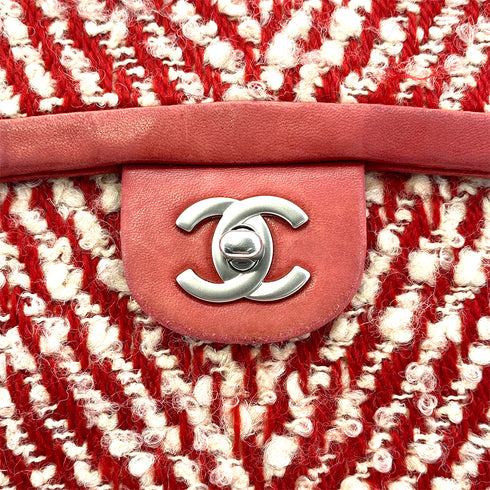 CHANEL VINTAGE CHAIN SHOULDER BAG RED TWEED 90269176 - PURPOSE