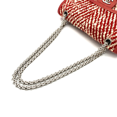 CHANEL VINTAGE CHAIN SHOULDER BAG RED TWEED 90269176 - PURPOSE