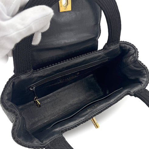 CHANEL VINTAGE TURN LOCK HAND BAG FABRIC BLACK 90269178 - PURPOSE