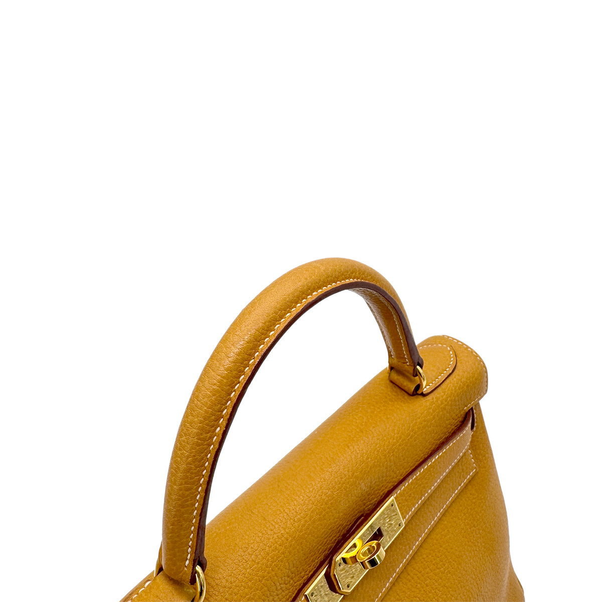 HERMES KELLY 28 RETOURNE NATURAL FJORD HAND SHOULDER BAG □C GHW 90269179