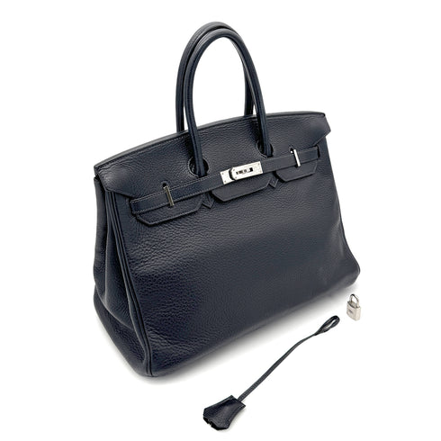 HERMES BIRKIN 35 BLUE INDIGO TOGO HAND BAG □G PALLADIUM HARDWARE 90269180 - PURPOSE