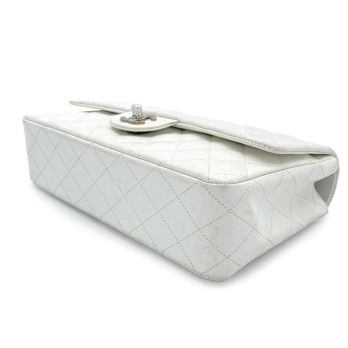 CHANEL CHAIN SHOULDER BAG WHITE LAMB SKIN 90269185