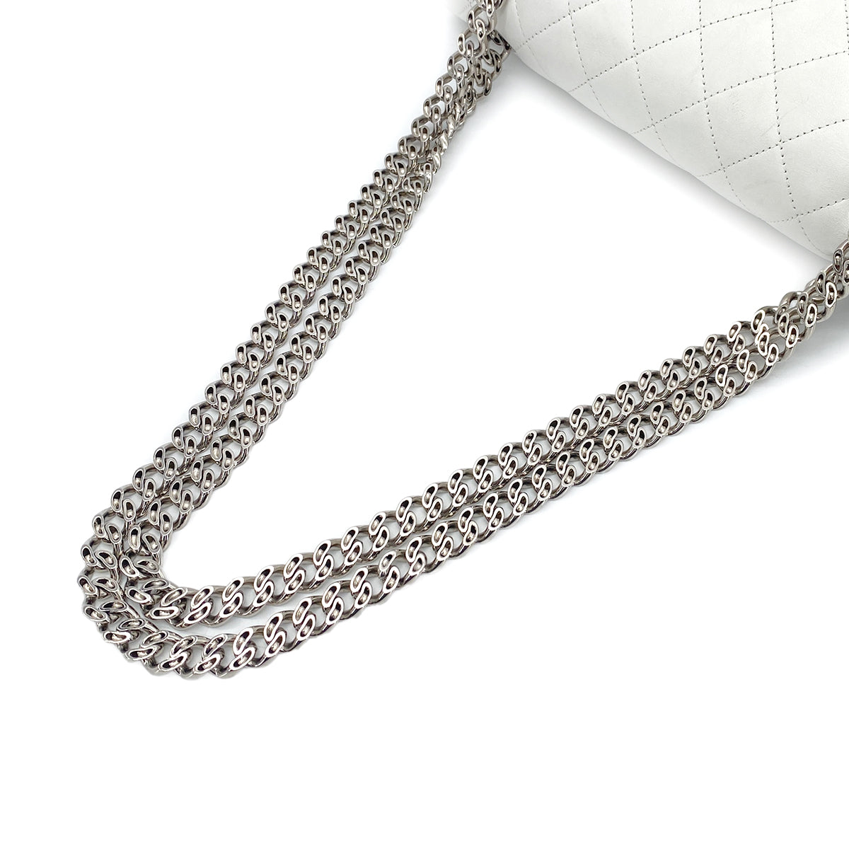 CHANEL CHAIN SHOULDER BAG WHITE LAMB SKIN 90269185