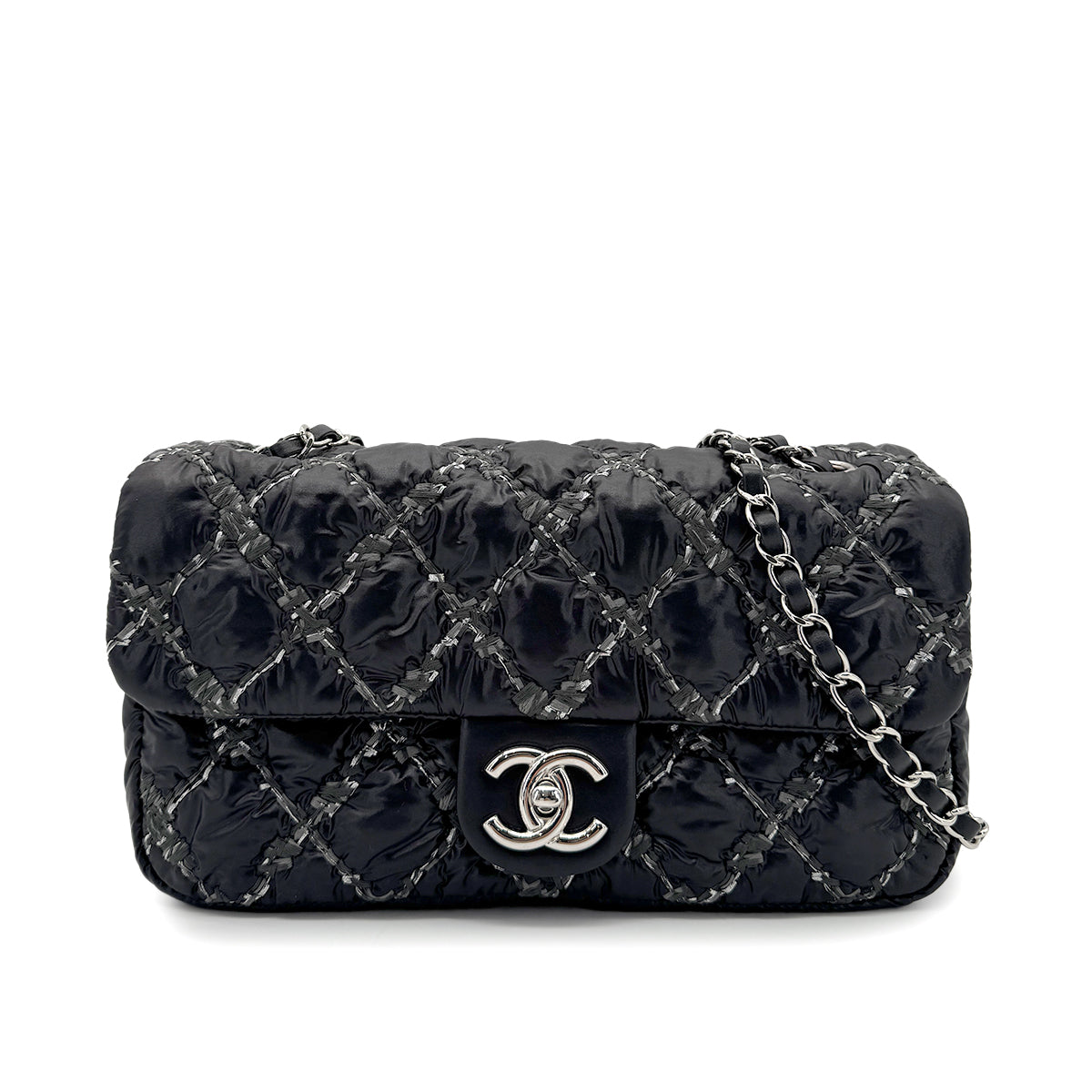 CHANEL PARIS-BYZANCE CHAIN SHOULDER BAG BLACK NYLON 90269255