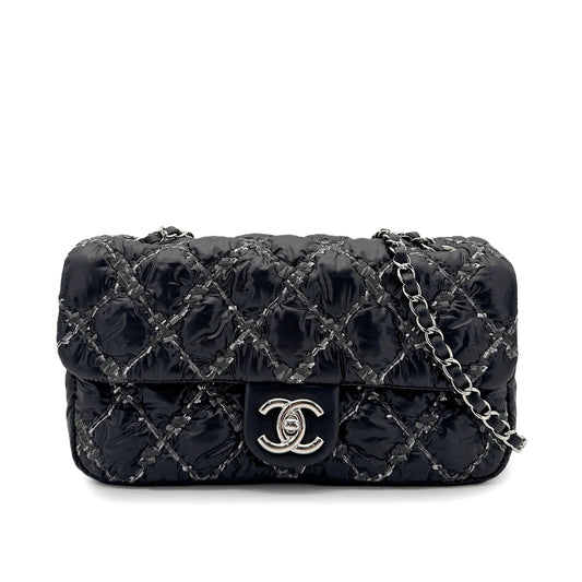 CHANEL PARIS-BYZANCE CHAIN SHOULDER BAG BLACK NYLON 90269255