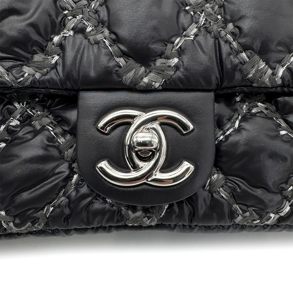 CHANEL PARIS-BYZANCE CHAIN SHOULDER BAG BLACK NYLON 90269255