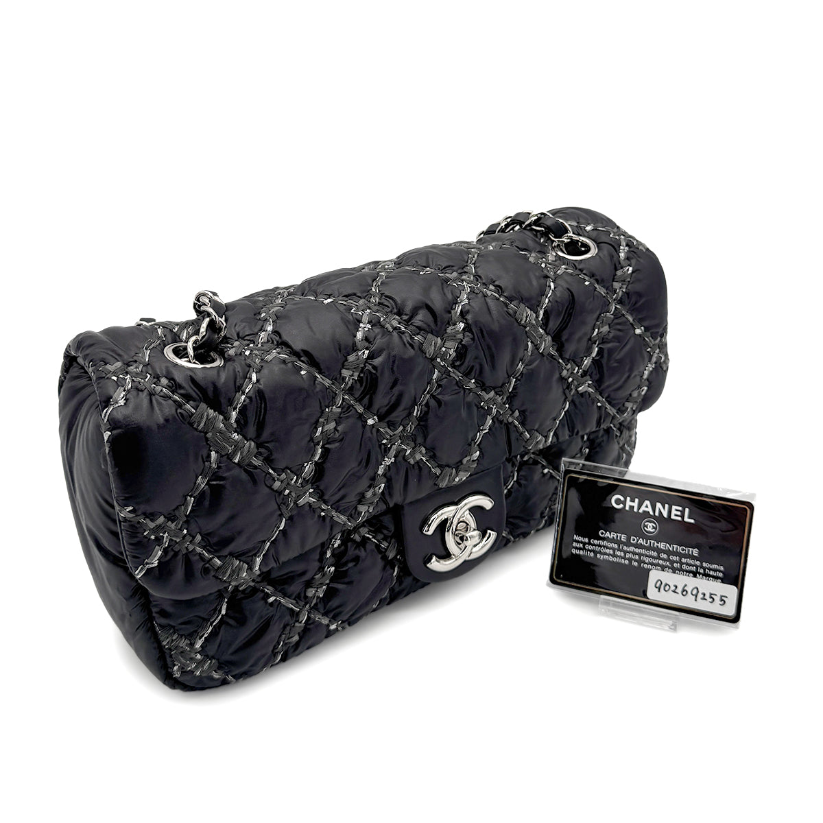 CHANEL PARIS-BYZANCE CHAIN SHOULDER BAG BLACK NYLON 90269255