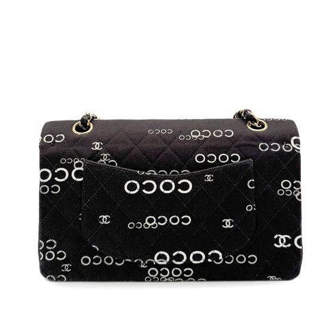 CHANEL VINTAGE CLASSIC FLAP MEDIUM CHAIN SHOULDER BAG BLACK CANVAS 90269266 - PURPOSE