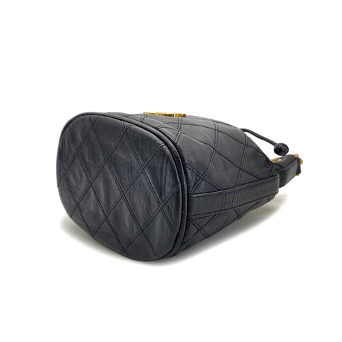 CHANEL VINTAGE BICOLORE DRAWSTRING CHAIN SHOULDER BAG BLACK LAMB SKIN 90269268 - PURPOSE