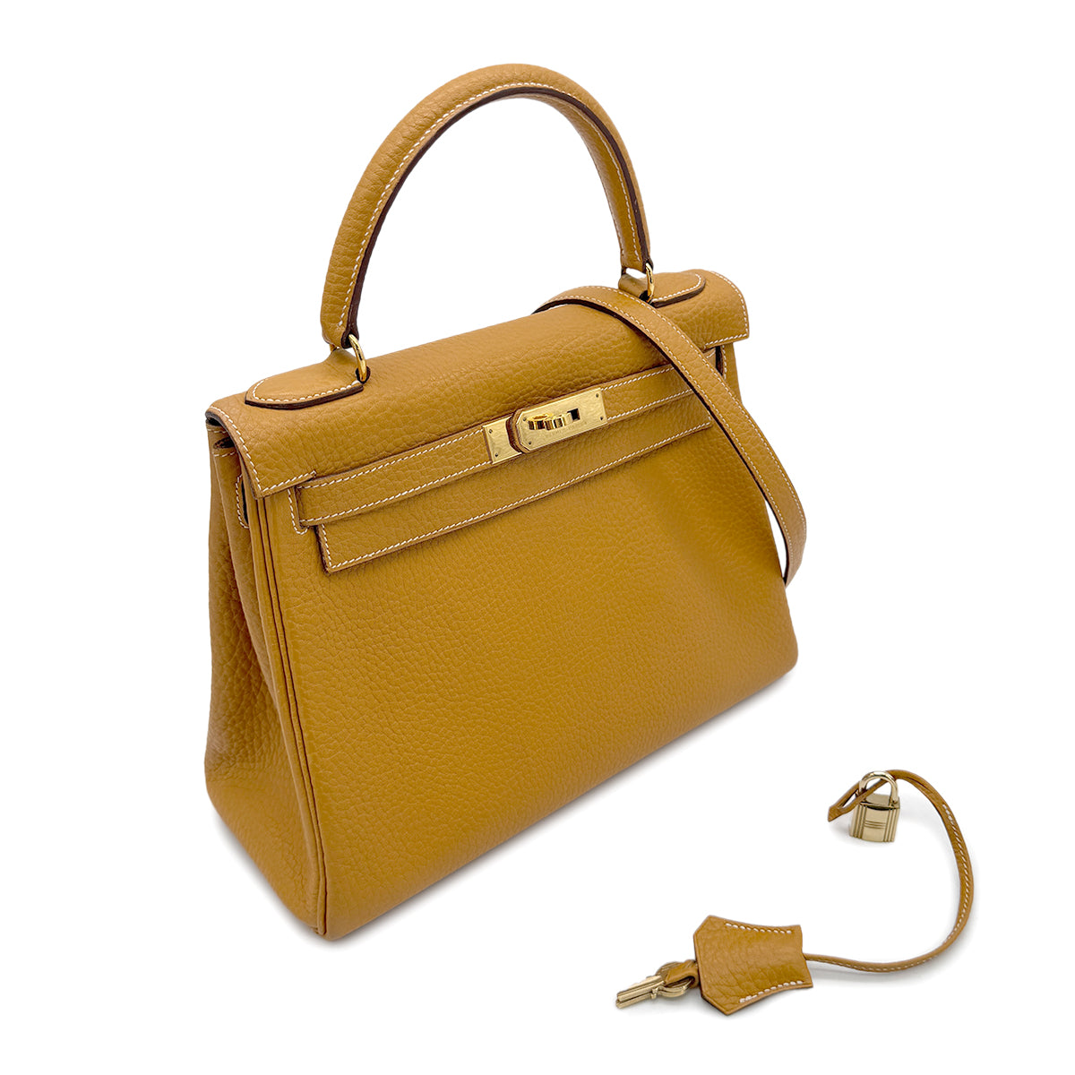 HERMES KELLY 28 RETOURNE NATURAL ARDENNES HAND SHOULDER BAG 〇W GHW 90269585