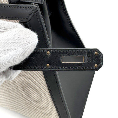 HERMES KELLY 28 BLACK BOXCALF TOILE H HAND SHOULDER BAG 2002 SQUARE F GOLD HARD WARE 90269596 - PURPOSE