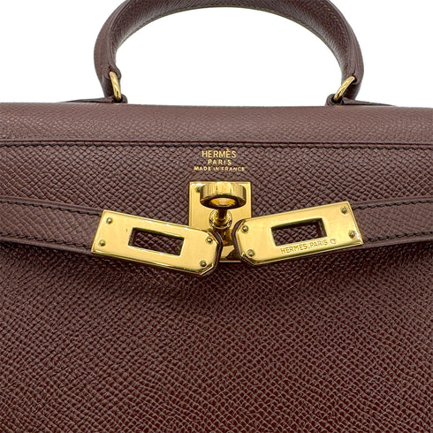 HERMES MINI KELLY 20 SELLIER BROWN COUCHEVEL SHOULDER BAG 〇V GHW 90269597 - PURPOSE