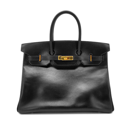 HERMES BIRKIN 35 BLACK BOX CALF HAND BAG □C GHW 90269598