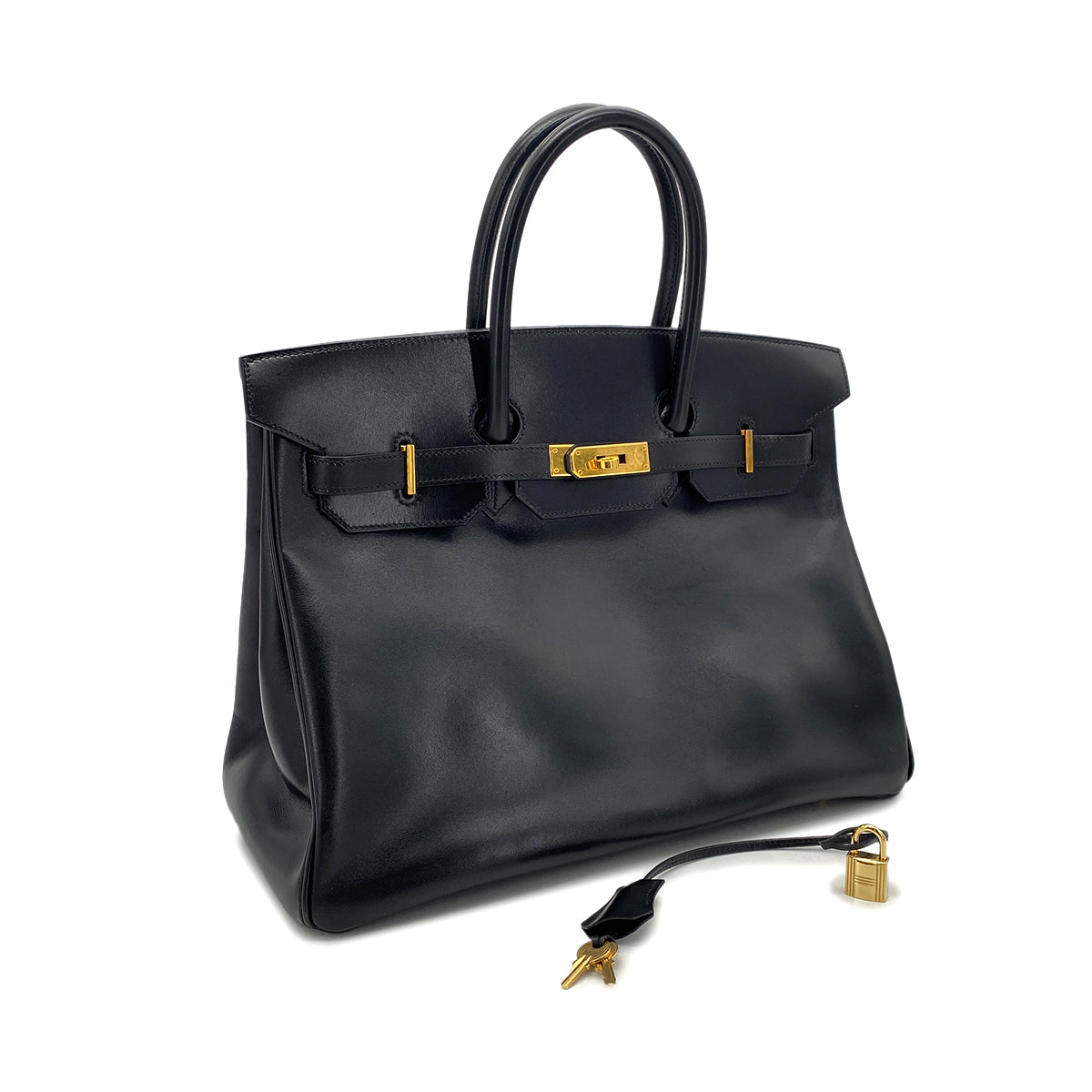 HERMES BIRKIN 35 BLACK BOX CALF HAND BAG □C GHW 90269598