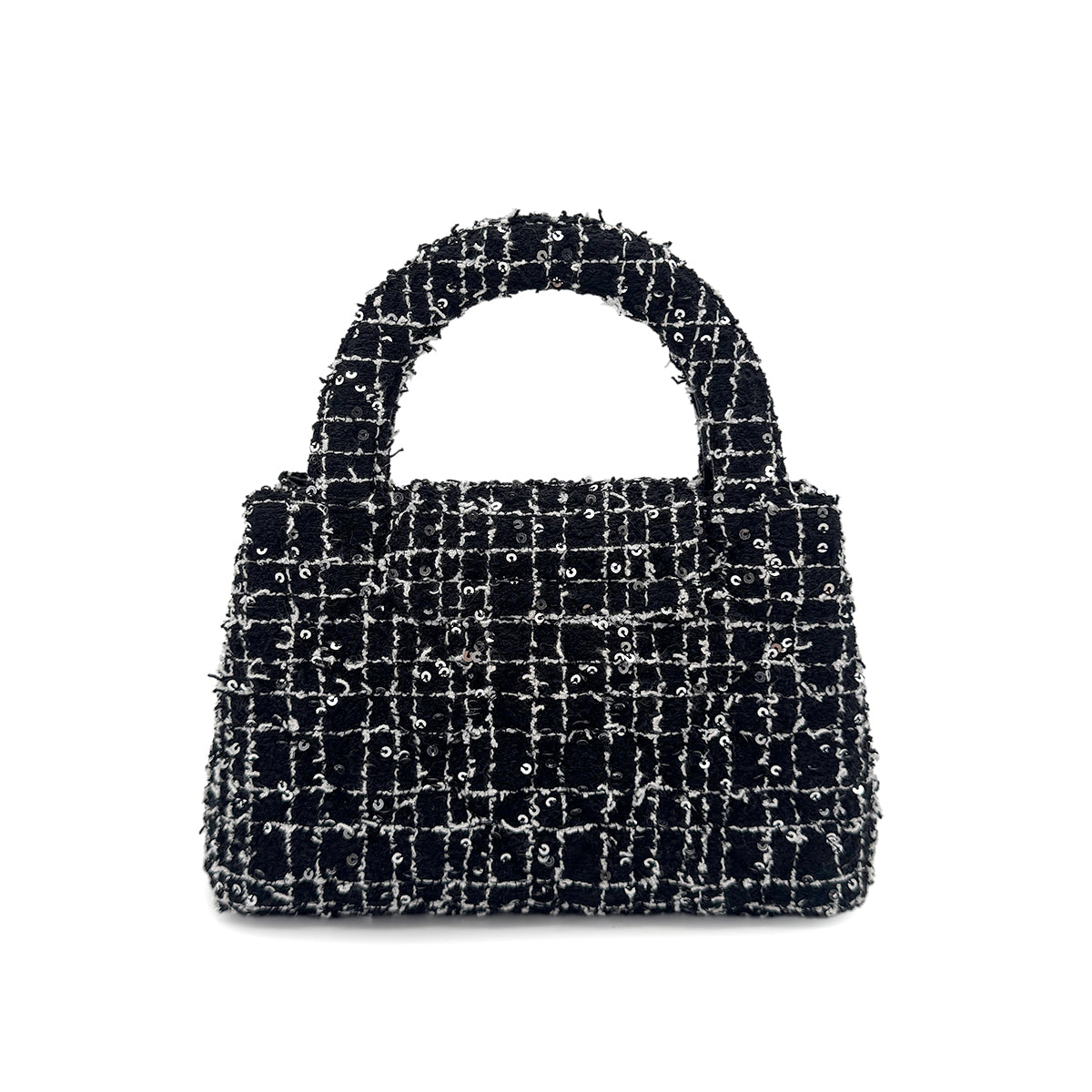 CHANEL HAND SHOULDER BAG BLACK TWEED SEQUIN 90269603