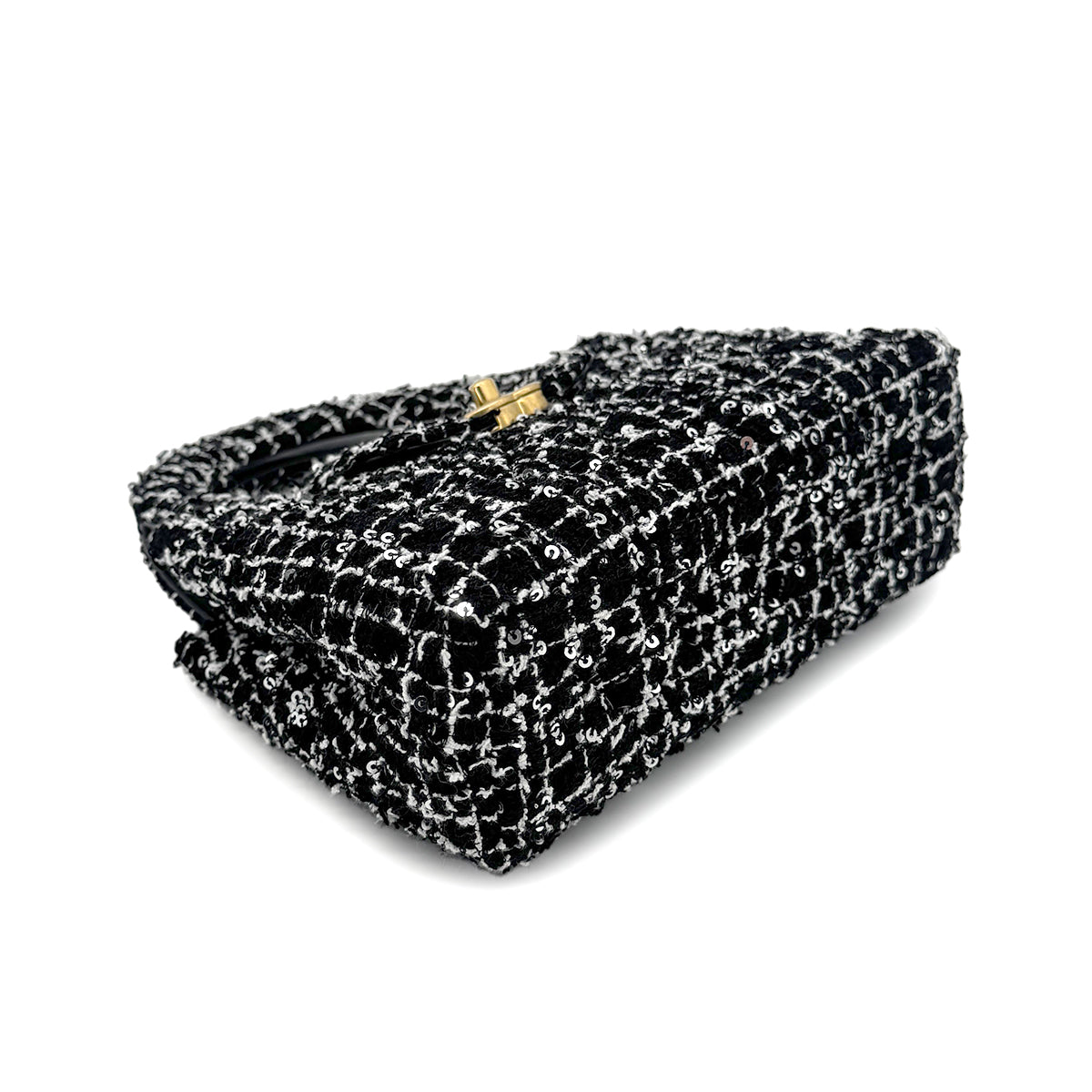 CHANEL HAND SHOULDER BAG BLACK TWEED SEQUIN 90269603