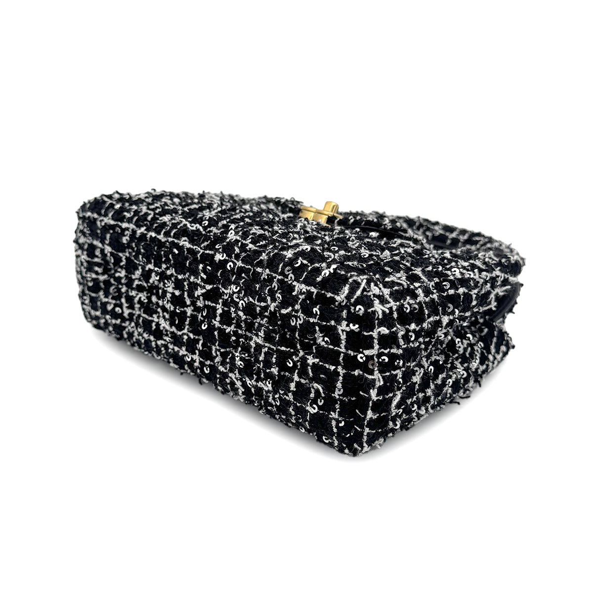 CHANEL HAND SHOULDER BAG BLACK TWEED SEQUIN 90269603