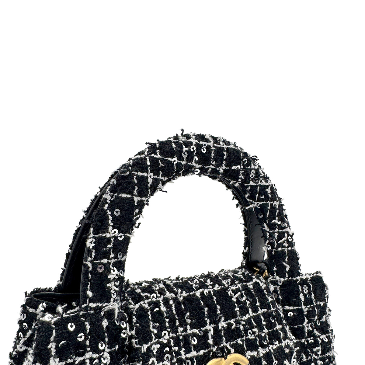 CHANEL HAND SHOULDER BAG BLACK TWEED SEQUIN 90269603