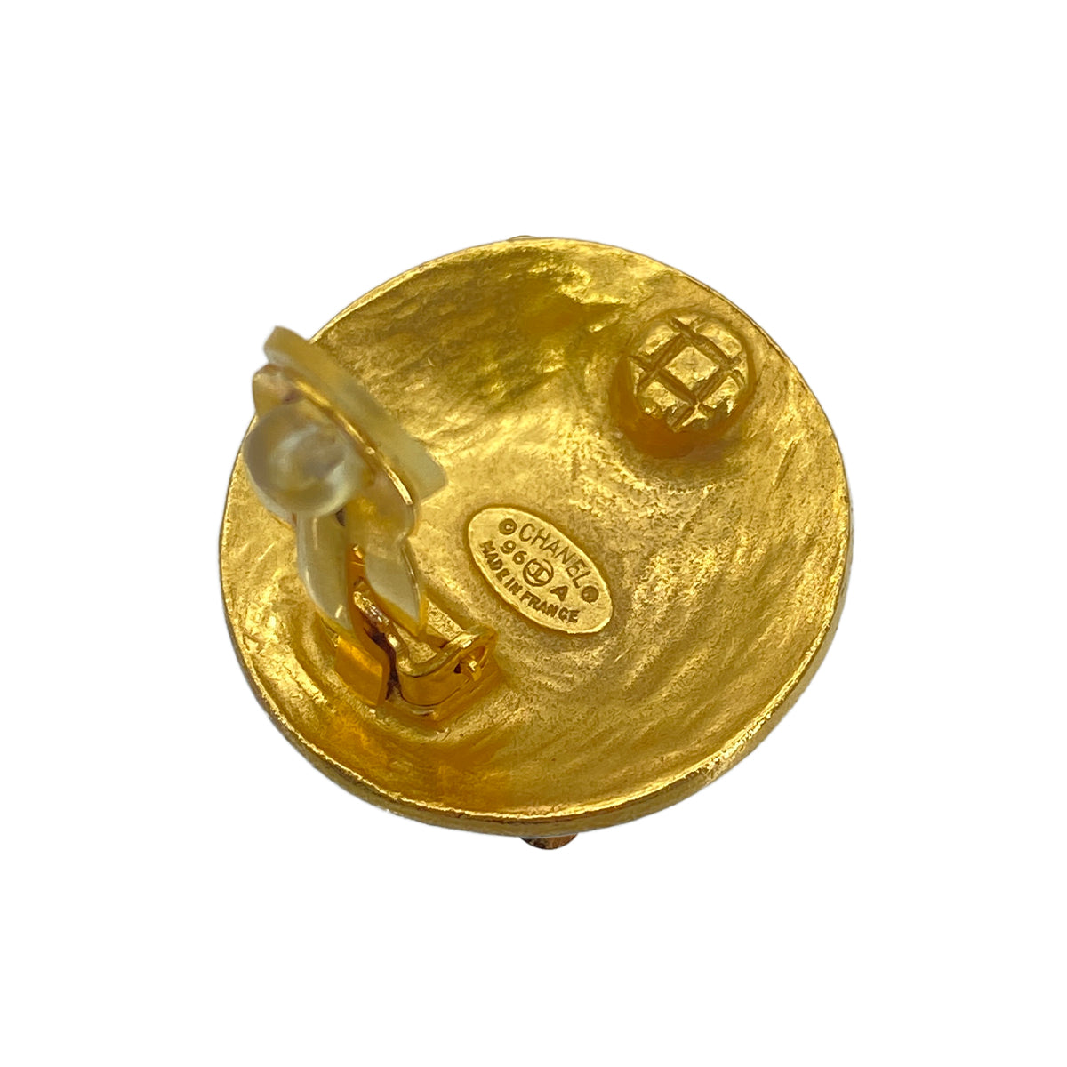 CHANEL VINTAGE EARRINGS ROUND COCOMARK GOLD ACCESSORY 96A 90269663