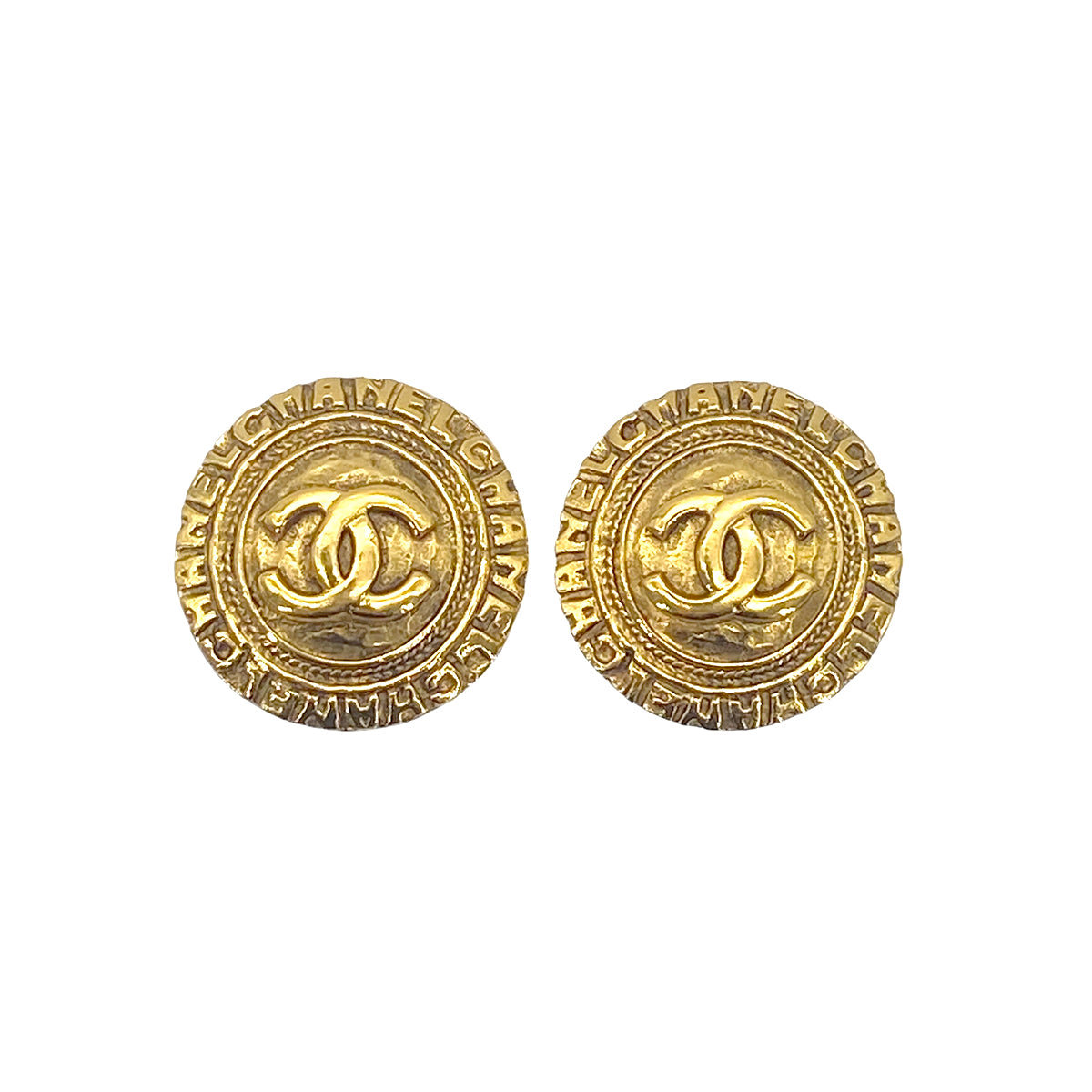 CHANEL VINTAGE EARRINGS ROUND COCOMARK GOLD ACCESSORY 90269667