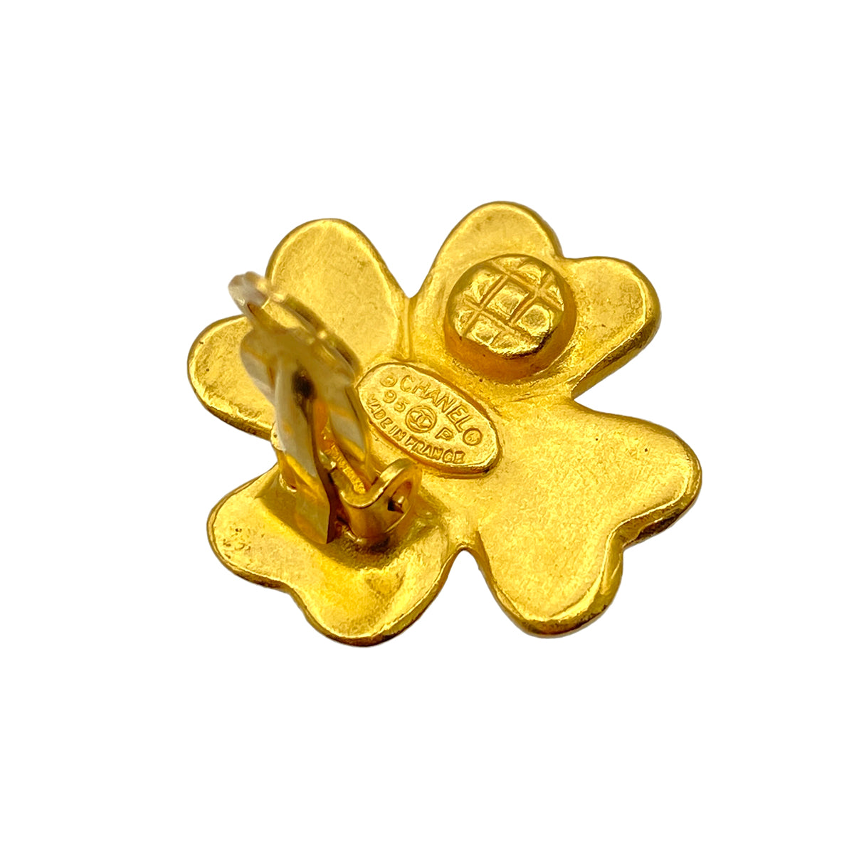 CHANEL VINTAGE EARRINGS COCOMARK CLOVER ACCESSORY 95P 90269683