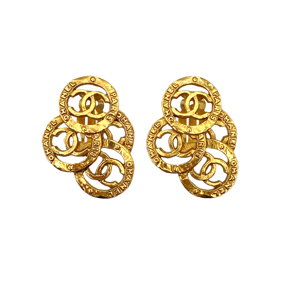 CHANEL VINTAGE EARRINGS TRIPLE COCO ACCESSORY 90269686