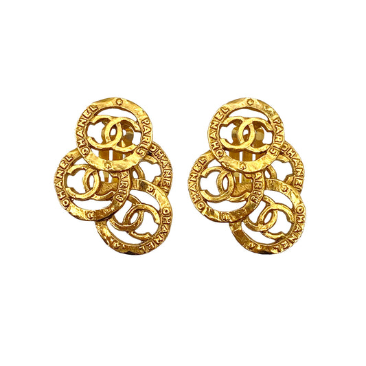 CHANEL VINTAGE EARRINGS TRIPLE COCO ACCESSORY 90269686