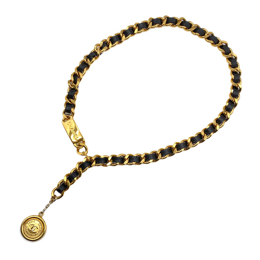 CHANEL VINTAGE CHAIN BELT LEATHER COCOMARK ACCESSORY 90269693
