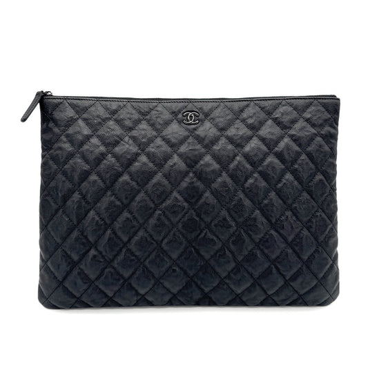 CHANEL MATELASSE CLUTCH BAG BLACK LAMB SKIN 90269831