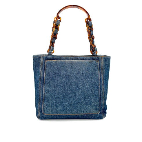 CHANEL VINTAGE DENIM BIG COCO TORTOISESHELL HANDLE CHAIN TOTE BAG 90269835 - PURPOSE
