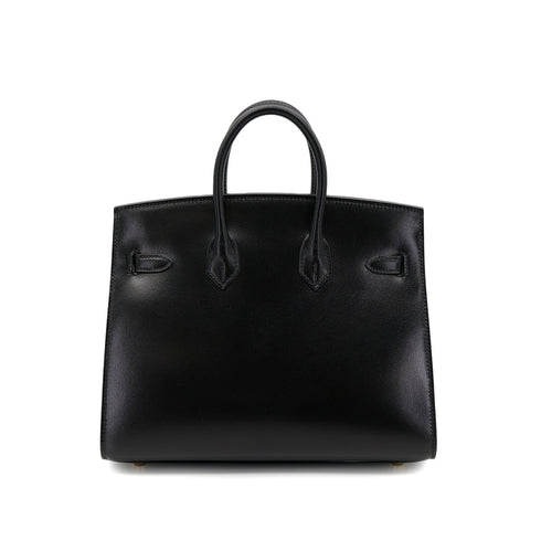 HERMES BIRKIN 25 SELLIER BLACK BOX CALF HAND BAG U GHW 90302850 - PURPOSE