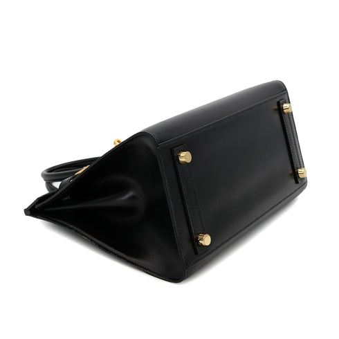 HERMES BIRKIN 25 SELLIER BLACK BOX CALF HAND BAG U GHW 90302850 - PURPOSE