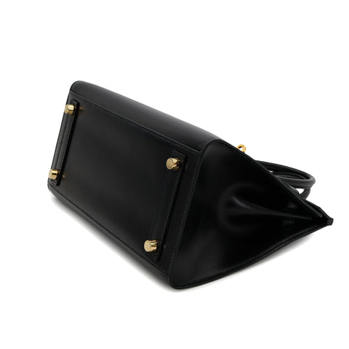 HERMES BIRKIN 25 SELLIER BLACK BOX CALF HAND BAG U GHW 90302850 - PURPOSE