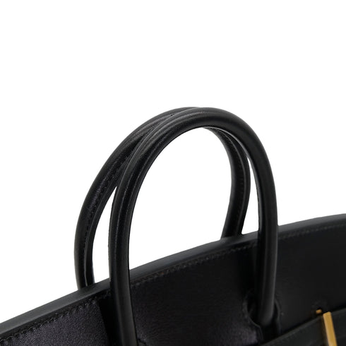 HERMES BIRKIN 25 SELLIER BLACK BOX CALF HAND BAG U GHW 90302850 - PURPOSE