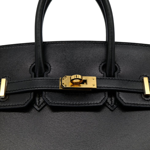 HERMES BIRKIN 25 SELLIER BLACK BOX CALF HAND BAG U GHW 90302850 - PURPOSE