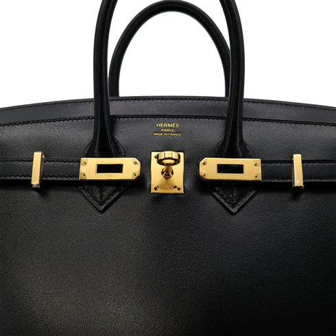 HERMES BIRKIN 25 SELLIER BLACK BOX CALF HAND BAG U GHW 90302850 - PURPOSE