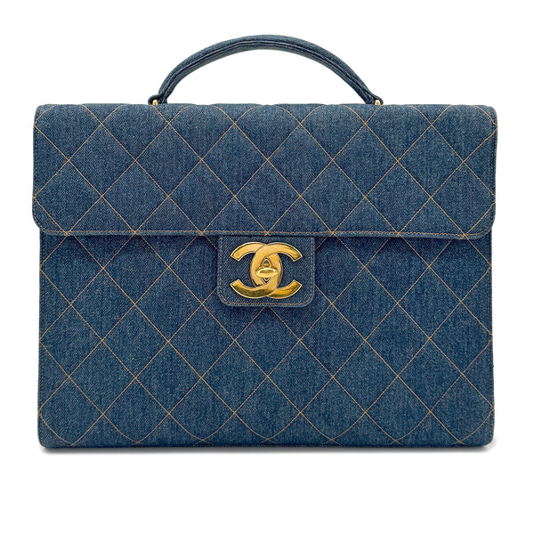 CHANEL VINTAGE MATELASSE BUSINESS BAG BLUE DENIM 90269838 - PURPOSE