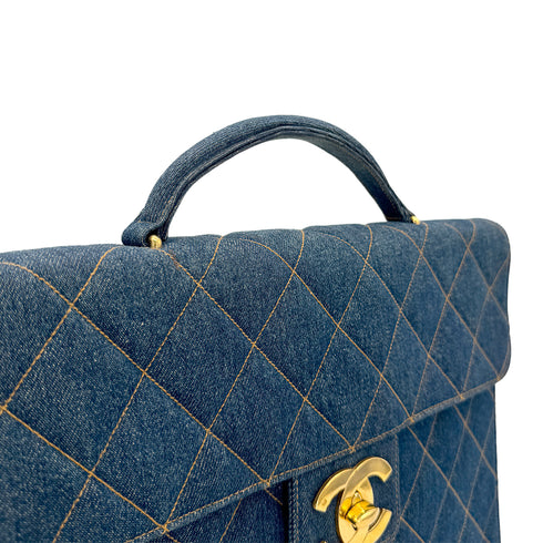 CHANEL VINTAGE MATELASSE BUSINESS BAG BLUE DENIM 90269838 - PURPOSE