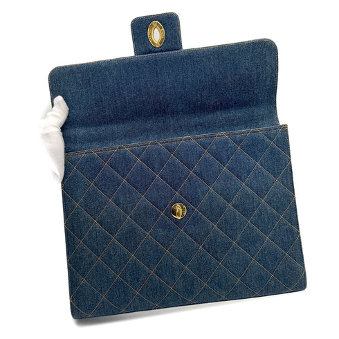 CHANEL VINTAGE MATELASSE BUSINESS BAG BLUE DENIM 90269838 - PURPOSE