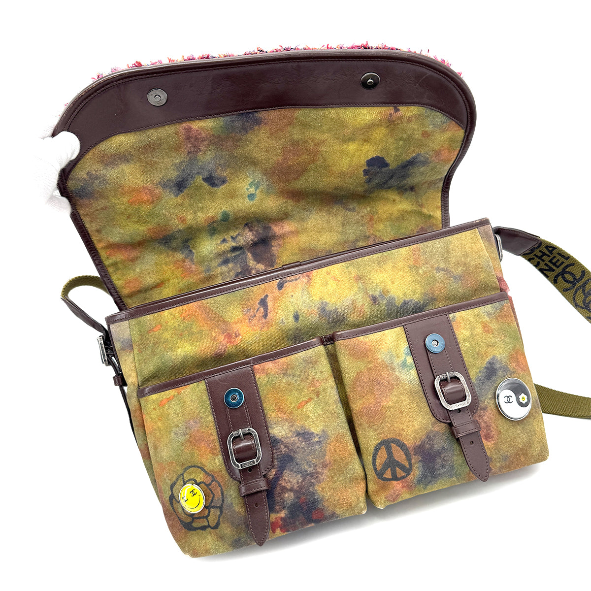 CHANEL EMBROIDERY GRAFFITI SHOULDER MESSENGER BAG CANVAS 90269840