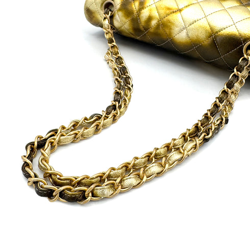 CHANEL CLASSIC DOUBLE FLAP MEDIUM CHAIN SHOULDER BAG METALLIC GOLD 90269841 - PURPOSE