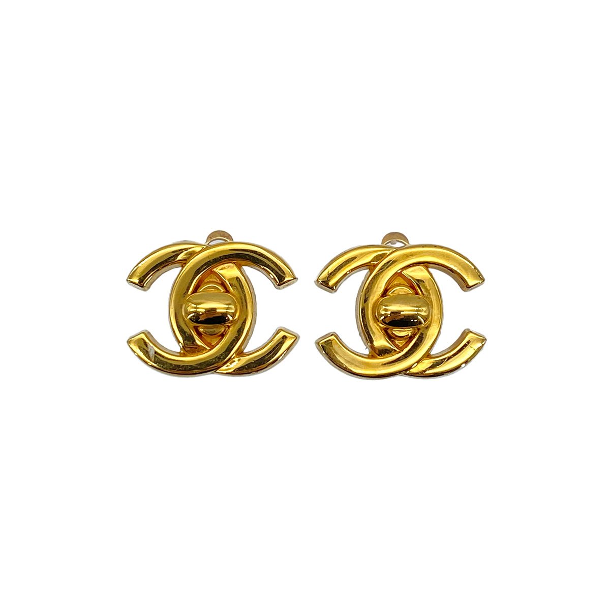 CHANEL VINTAGE EARRINGS TURN LOCK ACCESSORY 95A 90269856