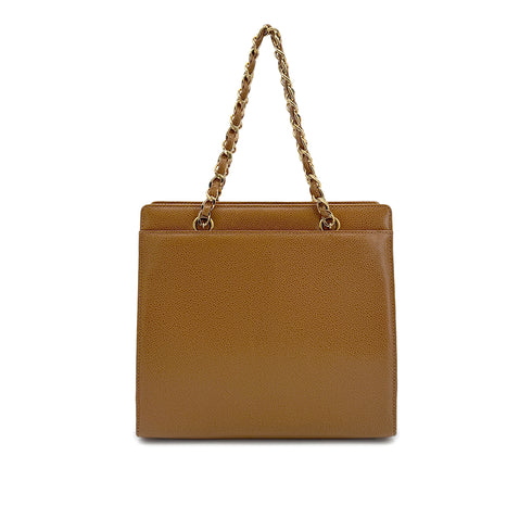 CHANEL VINTAGE CHAIN TOTE BAG BROWN CAVIAR SKIN 90269870 - PURPOSE