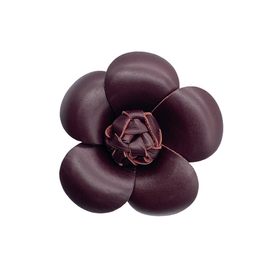 CHANEL VINTAGE BROACH CAMELLIA LEATHER ACCESSORY 90269872