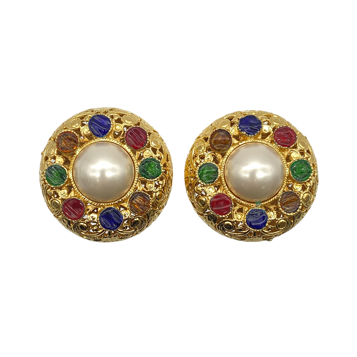 CHANEL VINTAGE EARRINGS ROUND PEARL MOTIF ACCESSORY 90269880