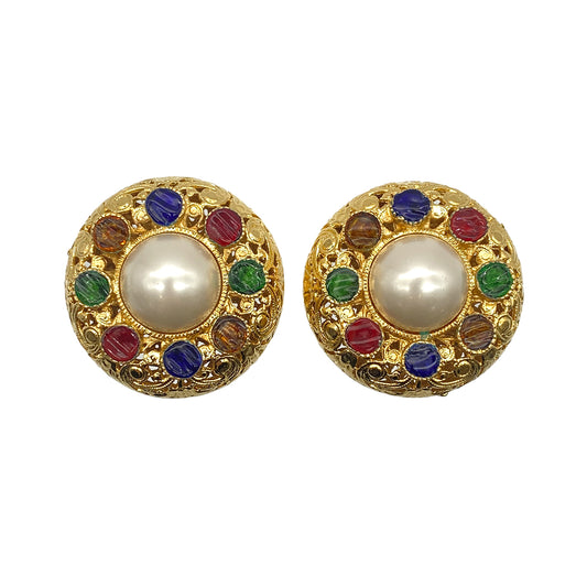 CHANEL VINTAGE EARRINGS ROUND PEARL MOTIF ACCESSORY 90269880