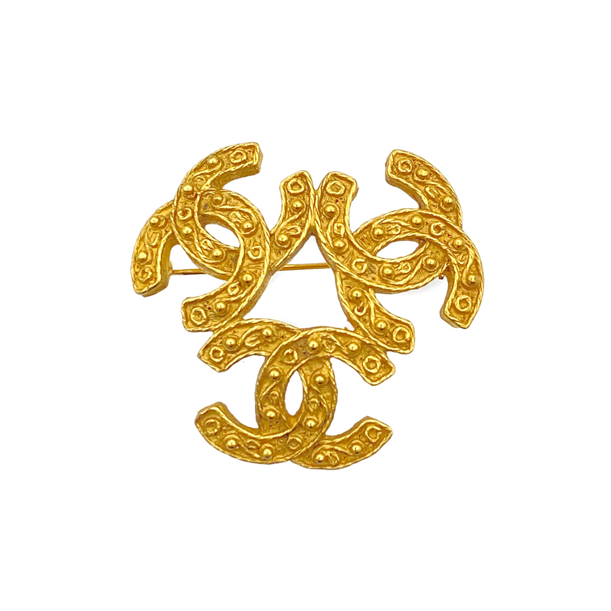 CHANEL VINTAGE TRIPLE COCOMARK BROOCH GOLD ACCESSORY 94A 90269895