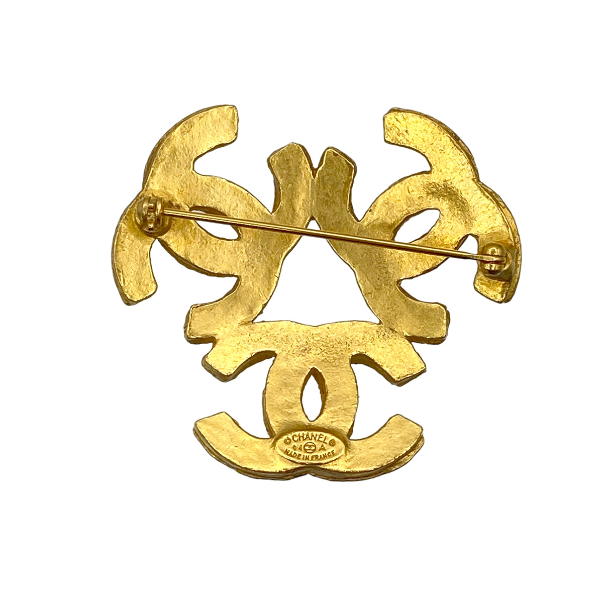 CHANEL VINTAGE TRIPLE COCOMARK BROOCH GOLD ACCESSORY 94A 90269895